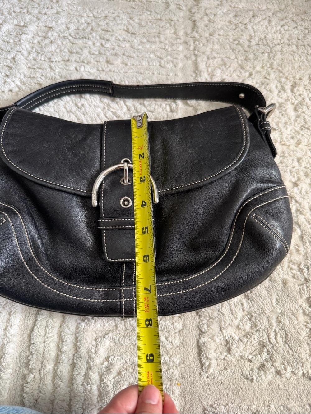 Coach vintage y2k black leather soho buckle flap hobo bag - Picture 10 of 11